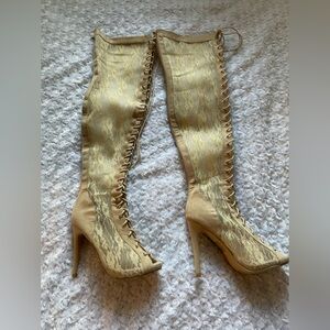 Thigh High Lace and Suede Boots
